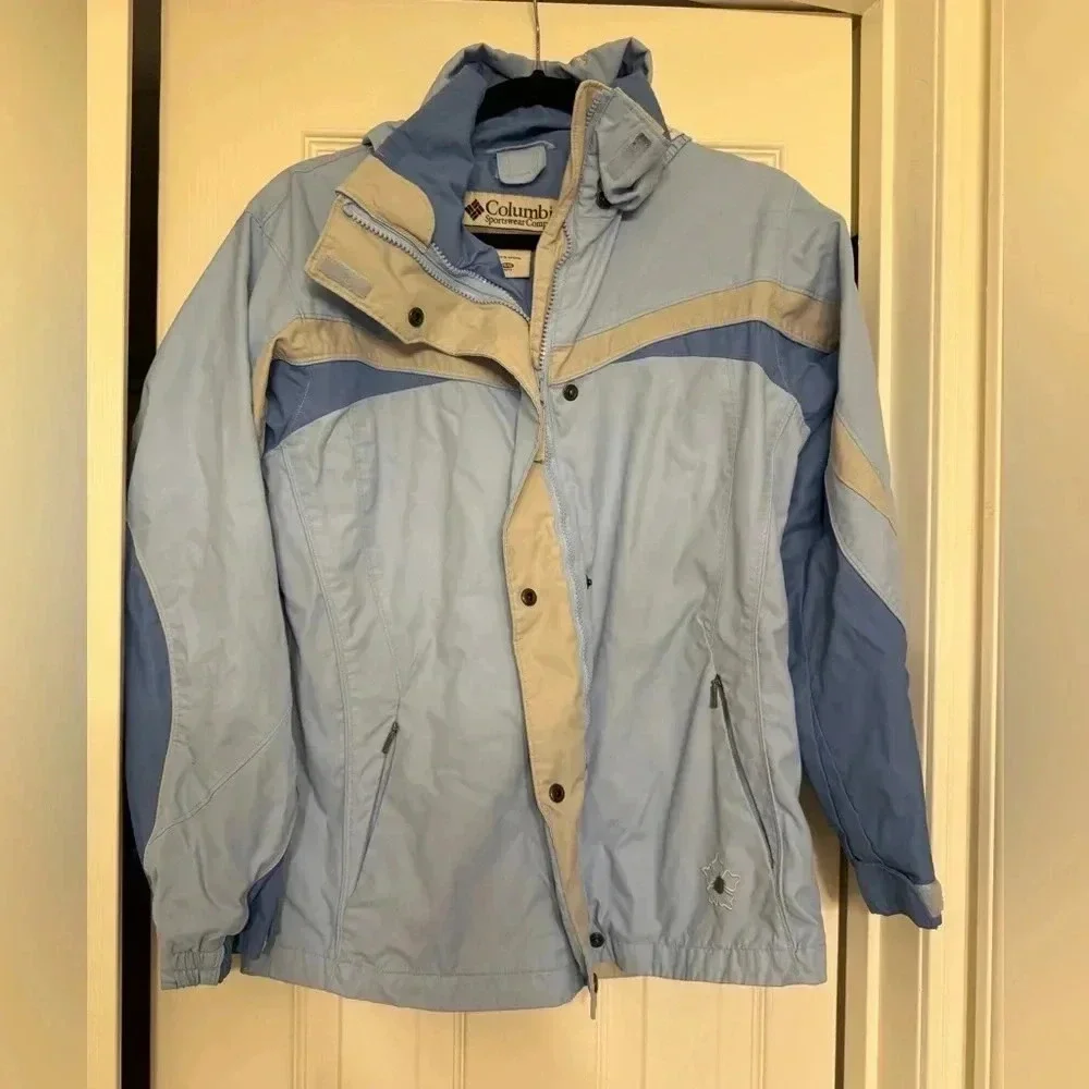 columbia blue and white jacket kids 14/16